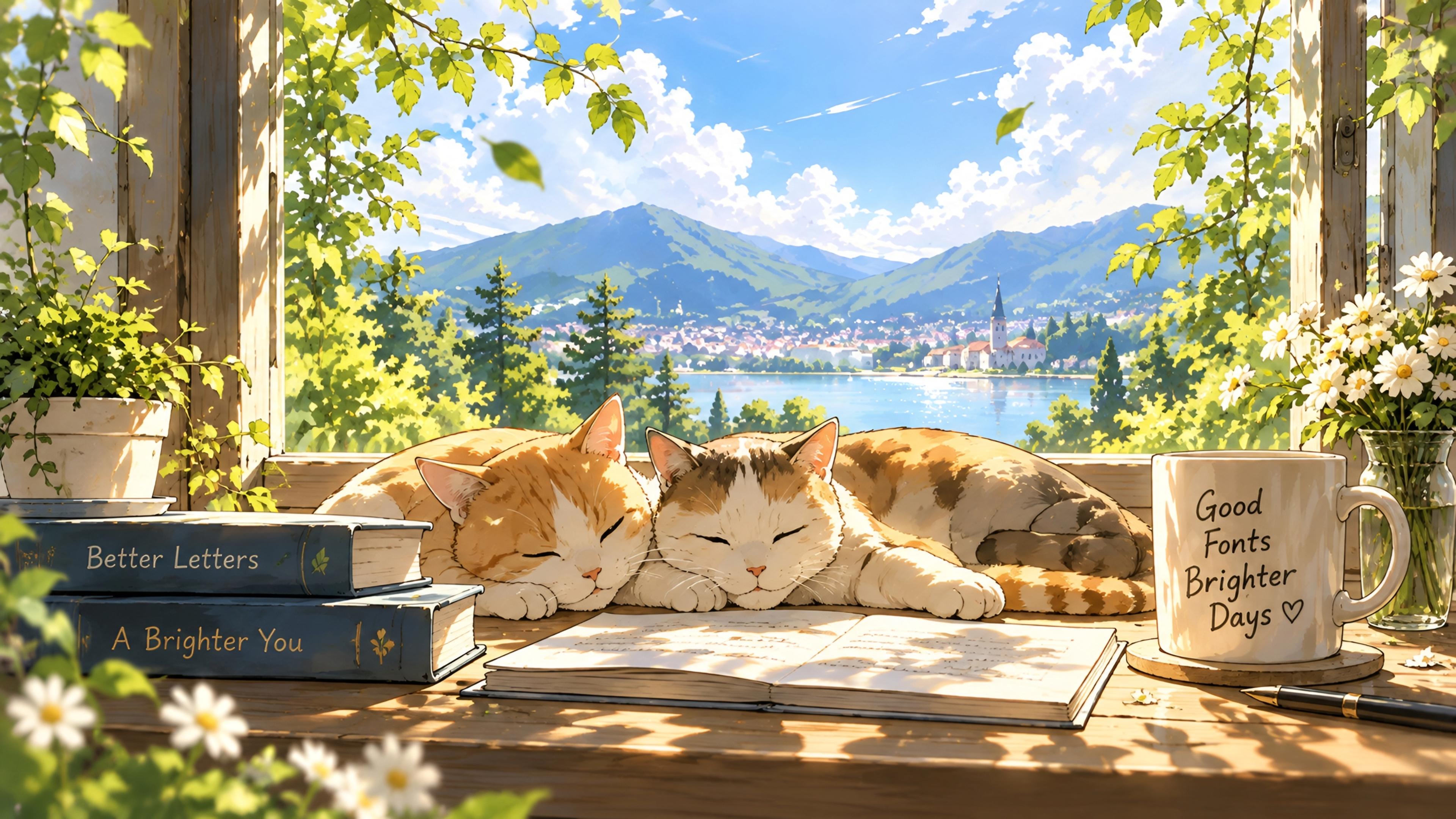 Two cats resting together